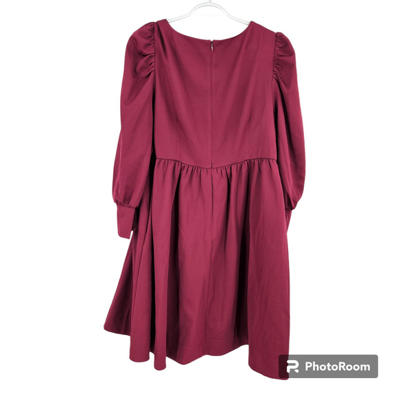 Pomander Place Dress Maroon Merlot Andie Puff Sleeve Fit & Flare Mini Size XL - Picture 3 of 7